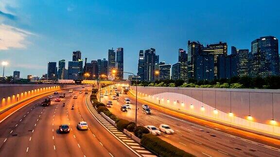 4k时间流逝的交通在新加坡城市的道路上