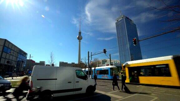 柏林亚历山大广场和电视塔时光流逝