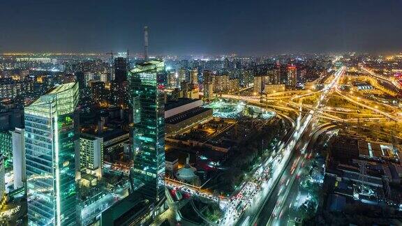 路交叉口和立交桥在夜间四会桥中国北京