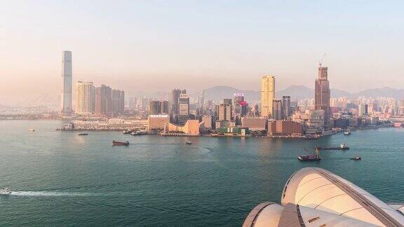 中国香港岛歌剧院屋顶日落全景4k时间推移