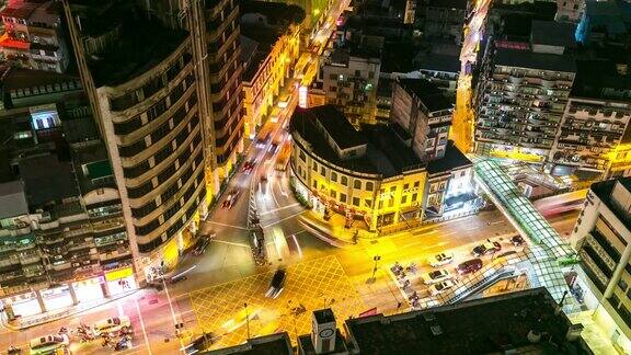 延时拍摄:澳门城市景观夜间主要街道