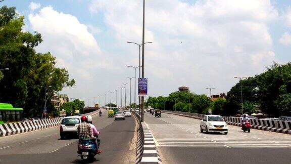 时间流逝的交通在德里城市印度