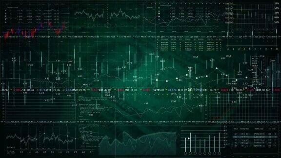 股票交易终端摘要证券交易市场HUD引用和索引分析绿色