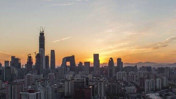 ZIDowntownBeijingatSunset北京中国