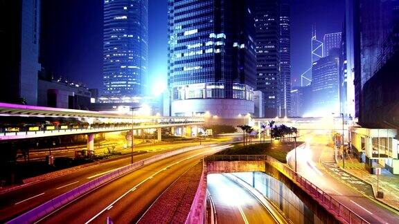 香港城市夜景4K广角拍摄