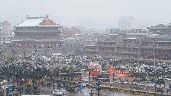 中国西安的雪城