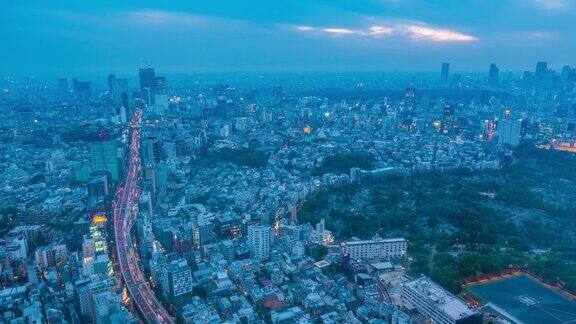 从白天到黑夜的东京城市景观