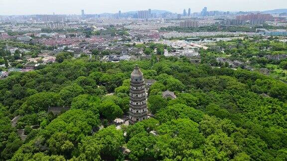 航拍中国苏州古城的风景