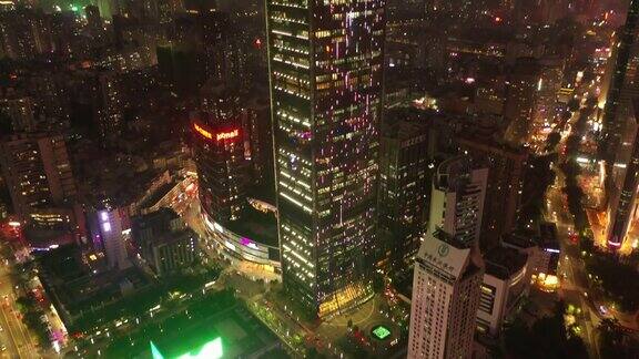 夜光深圳市著名建筑顶层航拍4k中国全景