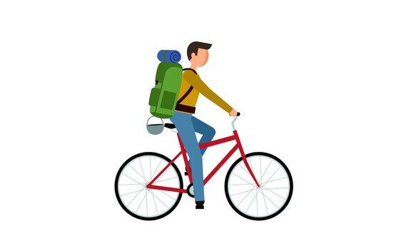 StickFigureFigure象形图骑自行车的人骑自行车旅行的人物扁平动画