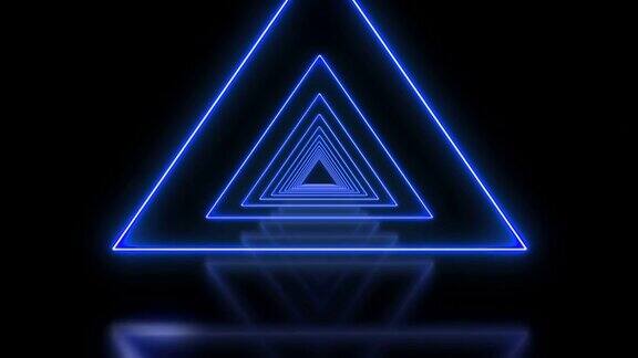 蓝色三角形抽象环形背景隧道