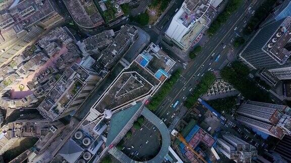 中国白天时间深圳城市景观屋顶交通道路空中俯视图4k