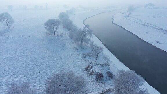 中国吉林雾凇岛的雪景