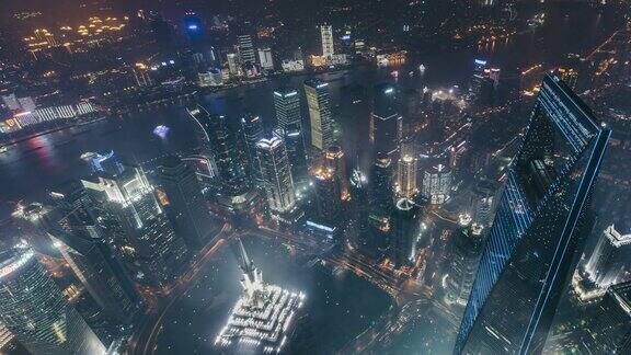 高角度上海市中心夜景上海中国