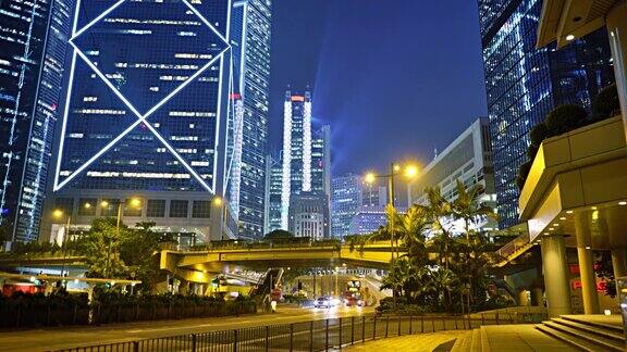 香港商务区的夜晚流量金融大厦照明