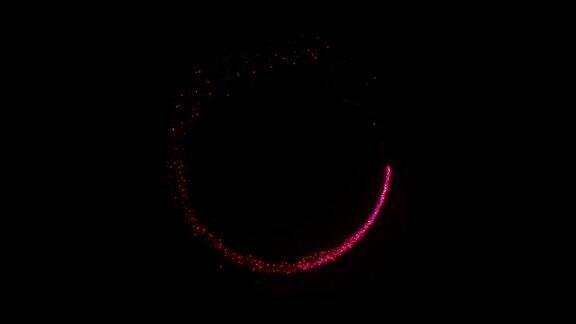 红光闪烁粒子圆形孤立在黑色背景上