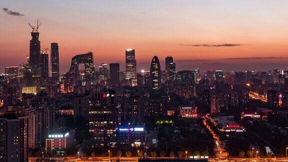 哈图北京市区黄昏到夜晚的过渡北京中国