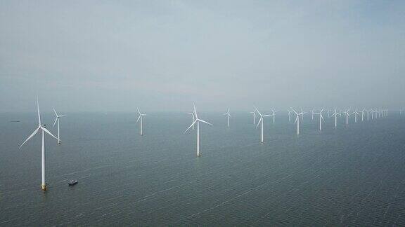 由urkNetherlands设计的海上西风风车农场的航拍