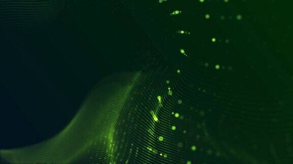 绿色抽象背景与彩色光迹未来动态数据流的技术概念