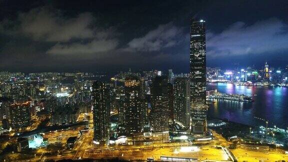 香港九龙地区夜间航拍系列