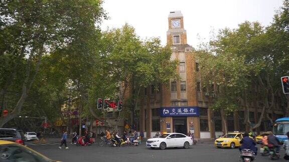 白天时间南京市交通十字路口慢镜头全景4k中国
