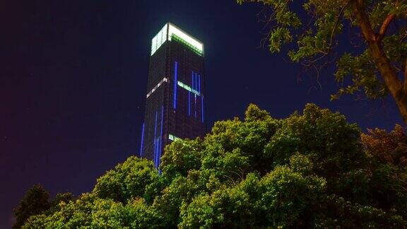 夜景深圳市中心摩天大楼俯瞰4k时间的中国