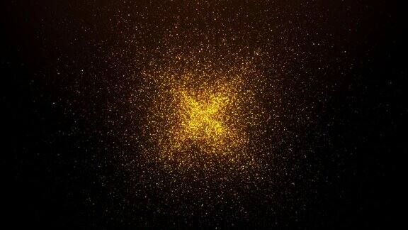 金色颗粒抽象背景与闪亮的金色地板颗粒星尘美丽的未来主义闪闪发光的空间在黑色的背景