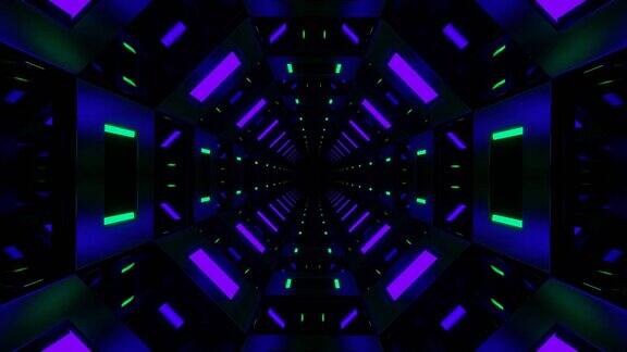 绿松石和紫色镜像八角形隧道背景VJ环路在4K