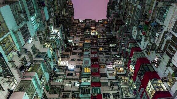 中国香港城居住公寓大楼日日夜夜4k时间流逝
