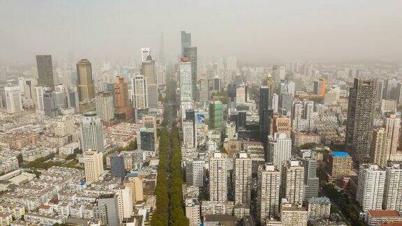 白天时间南京市中心城区交通街道航拍时间推移全景4k中国