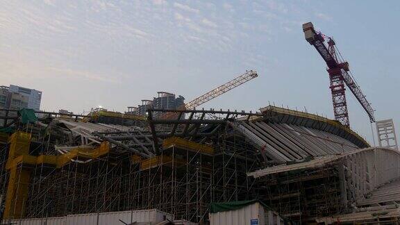 香港日落时分工作建设全景4k中国