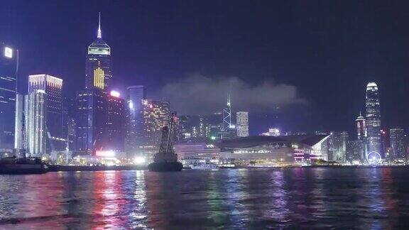 延时:傍晚空中香港城市景观右平移视频