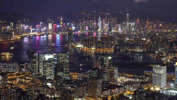 航拍香港城市夜景