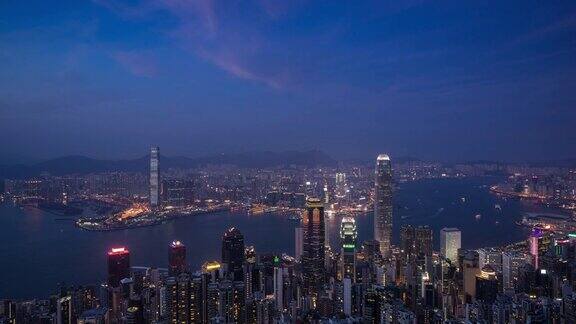 日落魔术时间推移视频香港从维多利亚山顶