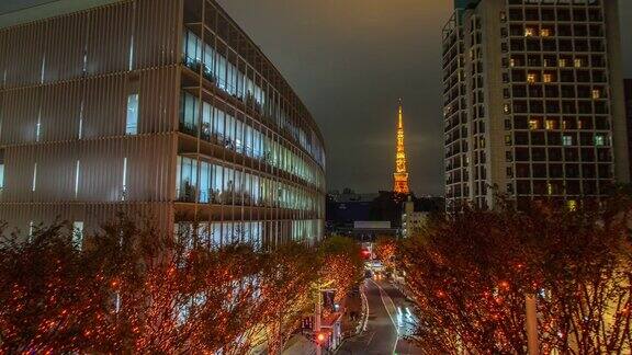 东京塔和日本东京六本木的圣诞灯饰