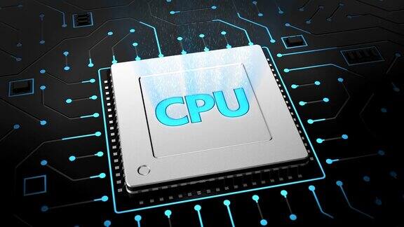 黑色电路板上的3d渲染CPU芯片
