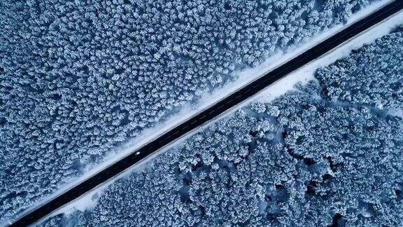 冬季道路鸟瞰图