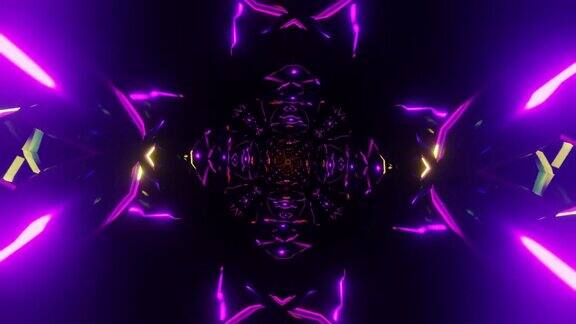 催眠的VJ循环展示了一个充满活力的闪烁的霓虹灯背景的节奏