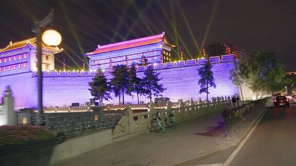 中国西安古城墙夜景