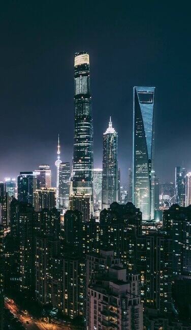 TU上海夜景鸟瞰图中国