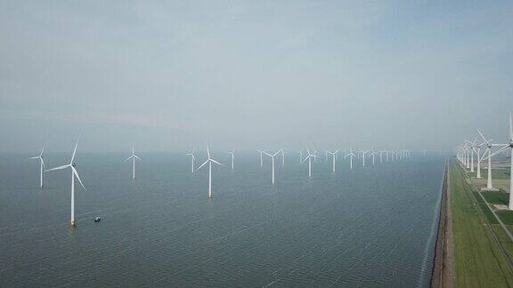 由urkNetherlands设计的海上西风风车农场的航拍