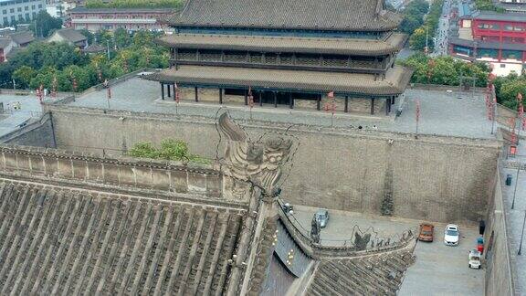 航拍古城墙西安陕西中国
