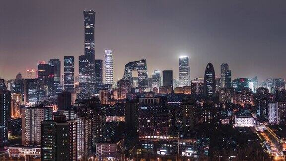 ZO鸟瞰图北京和市中心在晚上北京中国