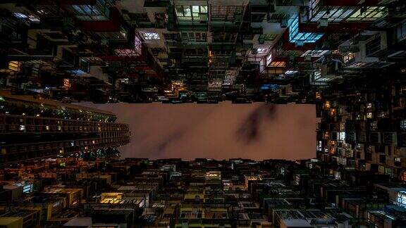 4K延时拍摄:香港公寓大楼的夜晚