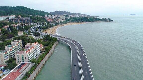 从空中俯瞰中国福建厦门的城市景观