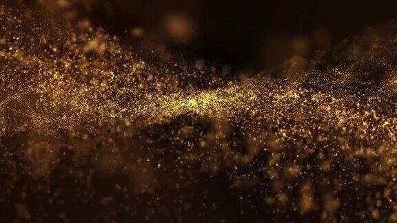 金粉背景环路流动移动粒子的运动抽象