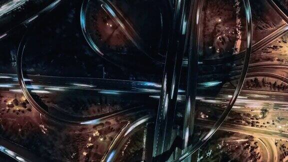 PAN无人机拍摄天桥夜间灯光轨迹北京中国