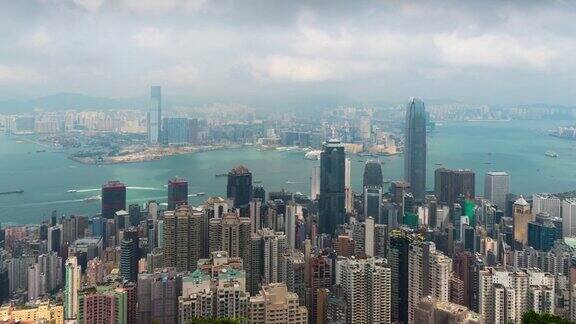 时间推移:从太平山顶眺望香港全景