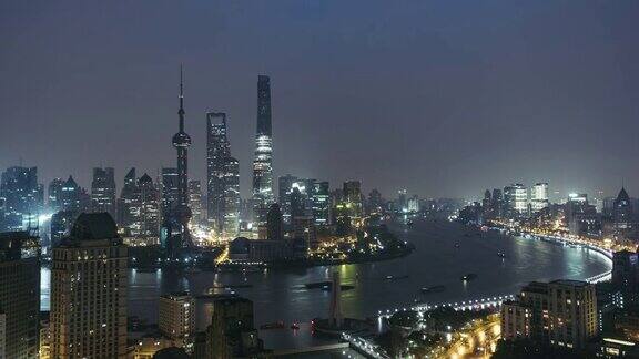 ZI高角度上海从夜晚到黎明过渡上海中国