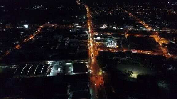 鸟瞰图夜间乡村城市典型